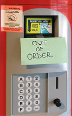 Veding machine sign "OUT OF ORDER"